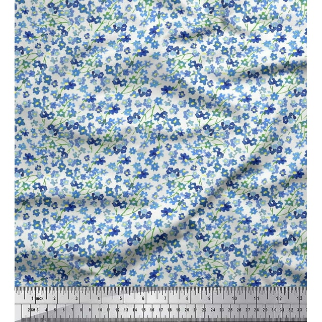 Soimoi Tissu Satin Modal Imprimé Floral 1 Yard 42 Pouces de Large