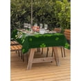 thumbnail image 2 of St. Patrick’s Day Shamrock Outdoor Tablecloth - 52x70 Inch Rectangle Dining Table Cover, Dark Green Books Cups Lucky Leaf Waterproof Outdoor Table Cloth with Umbrella Hole & Zipper for Picnic/Patio, 2 of 7