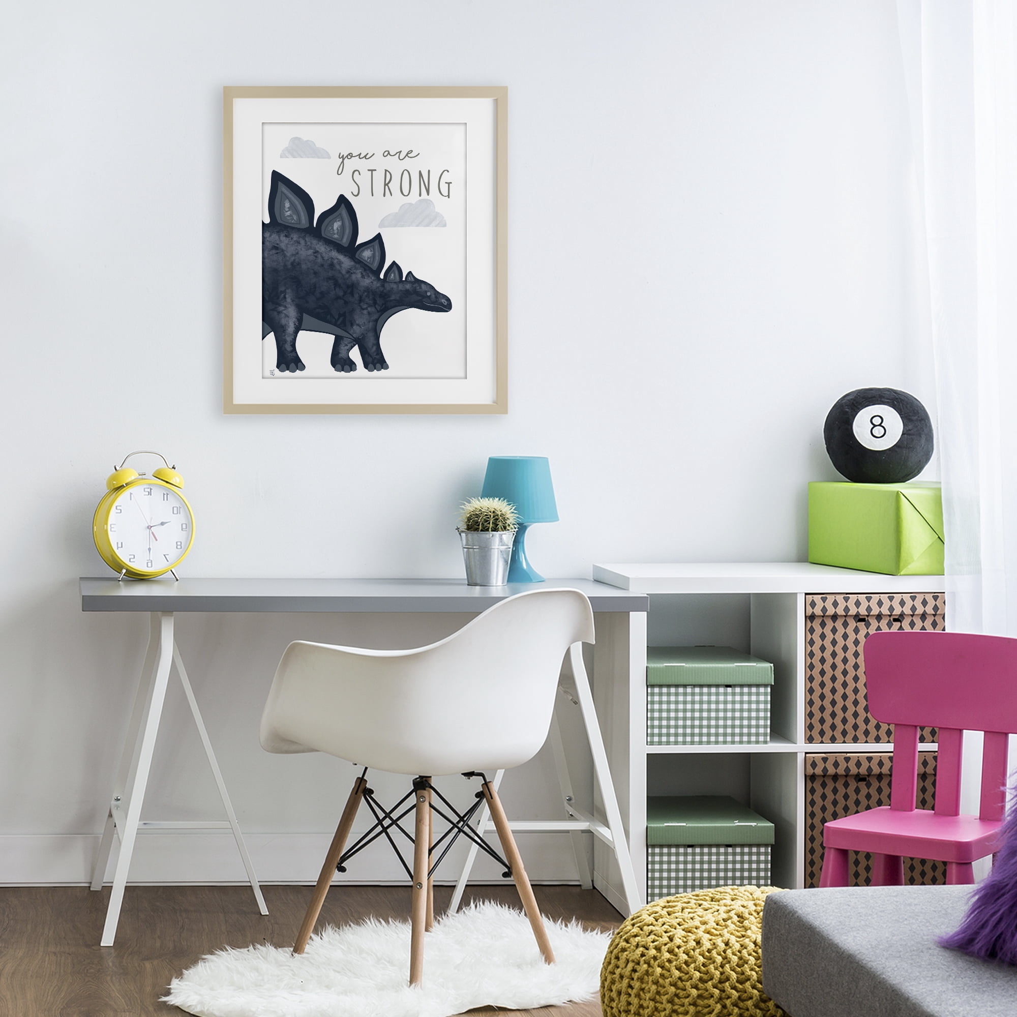 Stupell Industries You Are Strong Dinosaur Birch Framed Print Under Glass, design by Elizabeth Tyndall
