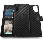 Shields Up Galaxy Note 10 Plus Wallet Case, [Detachable] Magnetic Wallet Case, Durable Carbon Fiber Case with Card