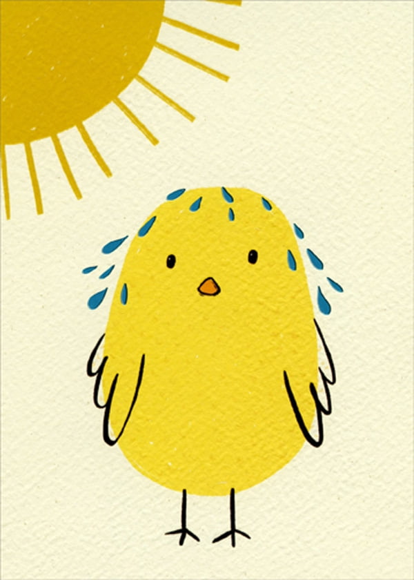 Designer Greetings Yellow Chick with Blue Foil Sweat Funny / Humorous Masculine Birthday Card for Him : Man : Men