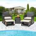 thumbnail image 1 of Costway 5PCS Patio Rattan Furniture Set Ottoman Cushioned W/Cover Space Saving Off White, 1 of 10