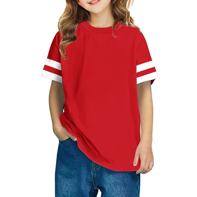 T-Shirts à Manches Courtes Rayés pour Filles Tunique Col Rond Blouses Décontractées d'Été