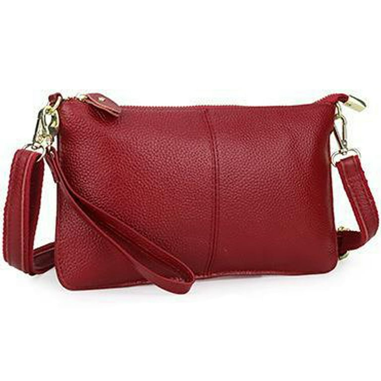 Hongchun Leather Wristlet Clutch Wallet Purses Small Envelope Crossbody Bags for Women Red