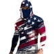 thumbnail image 2 of Ceisia Distressed Flag Print Hooded Top Men's Slim Fit Long Sleeve UV Protective Face Mask Shirt Black XXXL Gifts, 2 of 5