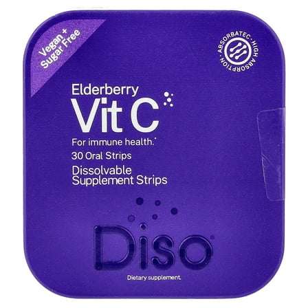 Diso Vit C, Elderberry, 30 Oral Strips