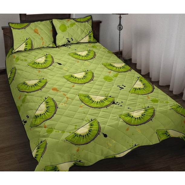 Juego de cama edredón con fondo de estampado kiwi