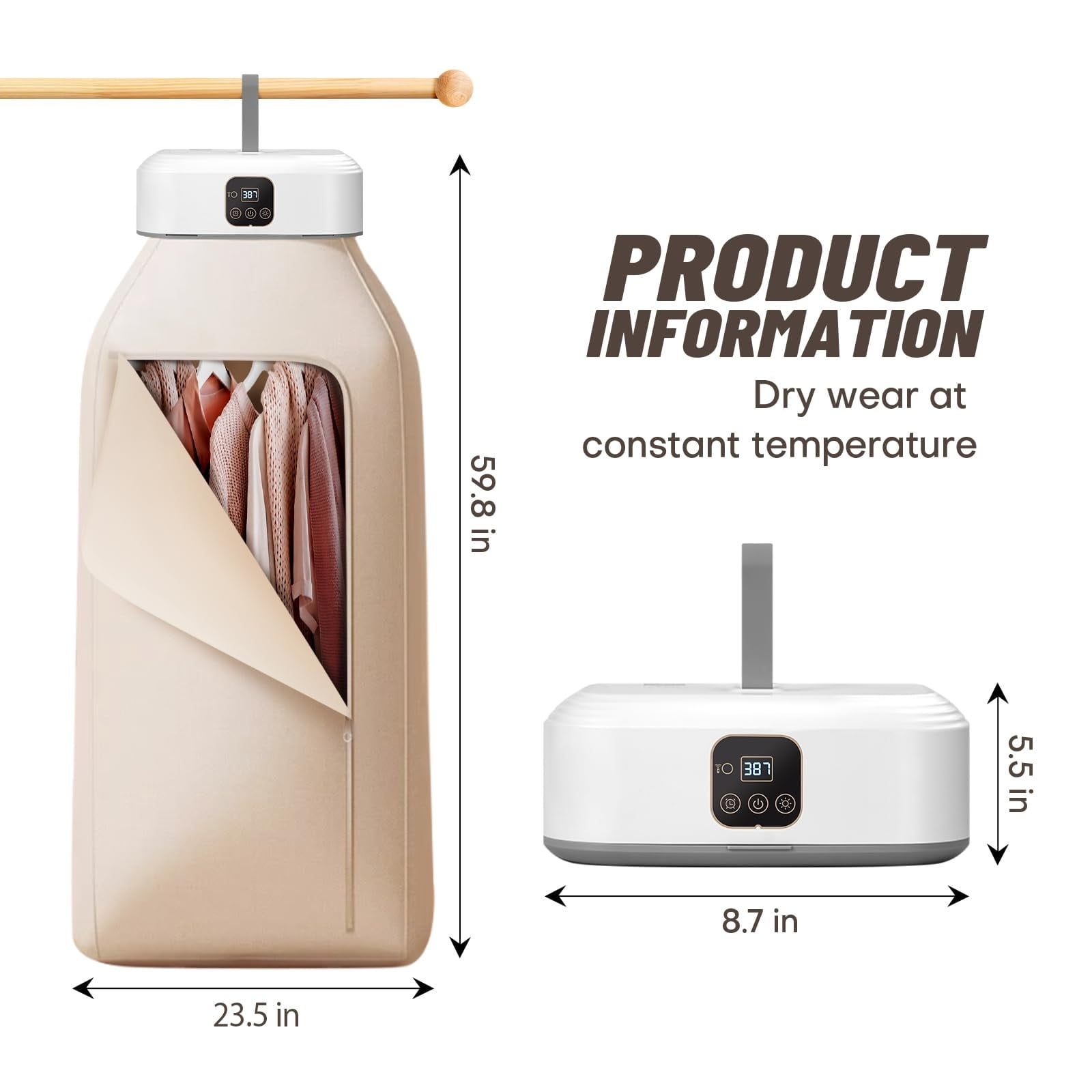 ZMKIAG Portable Clothes Dryer Machine with Remote - Compact Foldable Laundry Drying for Travel, RV, Apartment Use, Adjustable Timer and Safe Heat Control, Energy Saving