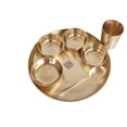 thumbnail image 5 of Indian Art Villa Brass Matt Finish 7 Pieces Dinner Set, 1 Thali, 3 Bowl, 1 Rice Plate, 1 Glass & 1 Spoon, Traditional Indian Dinnerware, 5 of 5
