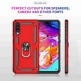 thumbnail image 5 of For Samsung Galaxy A30 / A20 With Tempered Glass Screen Protector, Rugged Hybrid Armor Anti-Scratch Shockproof Kickstand Cover Compatible Magnetic Car Mount Ring Grip, Red, 5 of 10