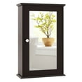 thumbnail image 1 of Costway Bathroom Wall Cabinet Single Mirror Door Cupboard Storage Wood Shelf Brown, 1 of 10