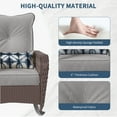 thumbnail image 5 of Poteban 3-Piece Outdoor Rocking Chairs, Brown Wicker Patio Furniture with Thickened Cushions and Table for Porch (Grey White), 5 of 10