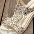thumbnail image 4 of SYMOID Womens Fashion Casual Gladiator Flat Heel Slip-On Rhinestone Sandals for Summer,Gold,Size 37, 4 of 9