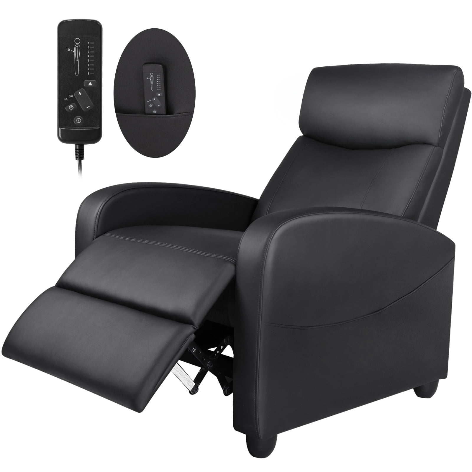 MCQ Vibration Massage Recliner Chair, Comfortable Lounge Seat for Home, 275lbs Capacity, Black