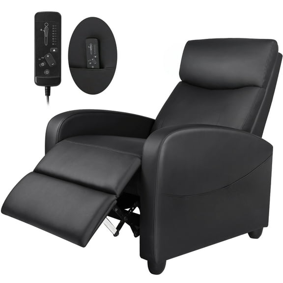 Gianna Massage Recline Chair with Padded Seat and Massage Backrest, Black
