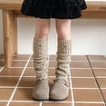 thumbnail image 2 of Krdevn Girls Knitted Leg Warmers, Embroidered Bow Knee High Socks, Cozy Solid Color Fall Winter Layering,One Size, 2 of 4