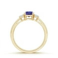 thumbnail image 2 of ANGARA Natural Round Tanzanite & Diamond Three Stone Engagement Ring in 14K Yellow Gold for Women (Size-5mm) | December Birthstone, Anniversary, Jewelry Gift for Women | Natural Tanzanite Ring, 2 of 8