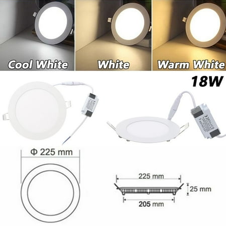 

6/9/12/15/18W New Home Bulb Flat Panel Bedroom Kitchen Panel Downlight Ceiling Light Round Recessed Lamp LED Spotlight WHITE 18W
