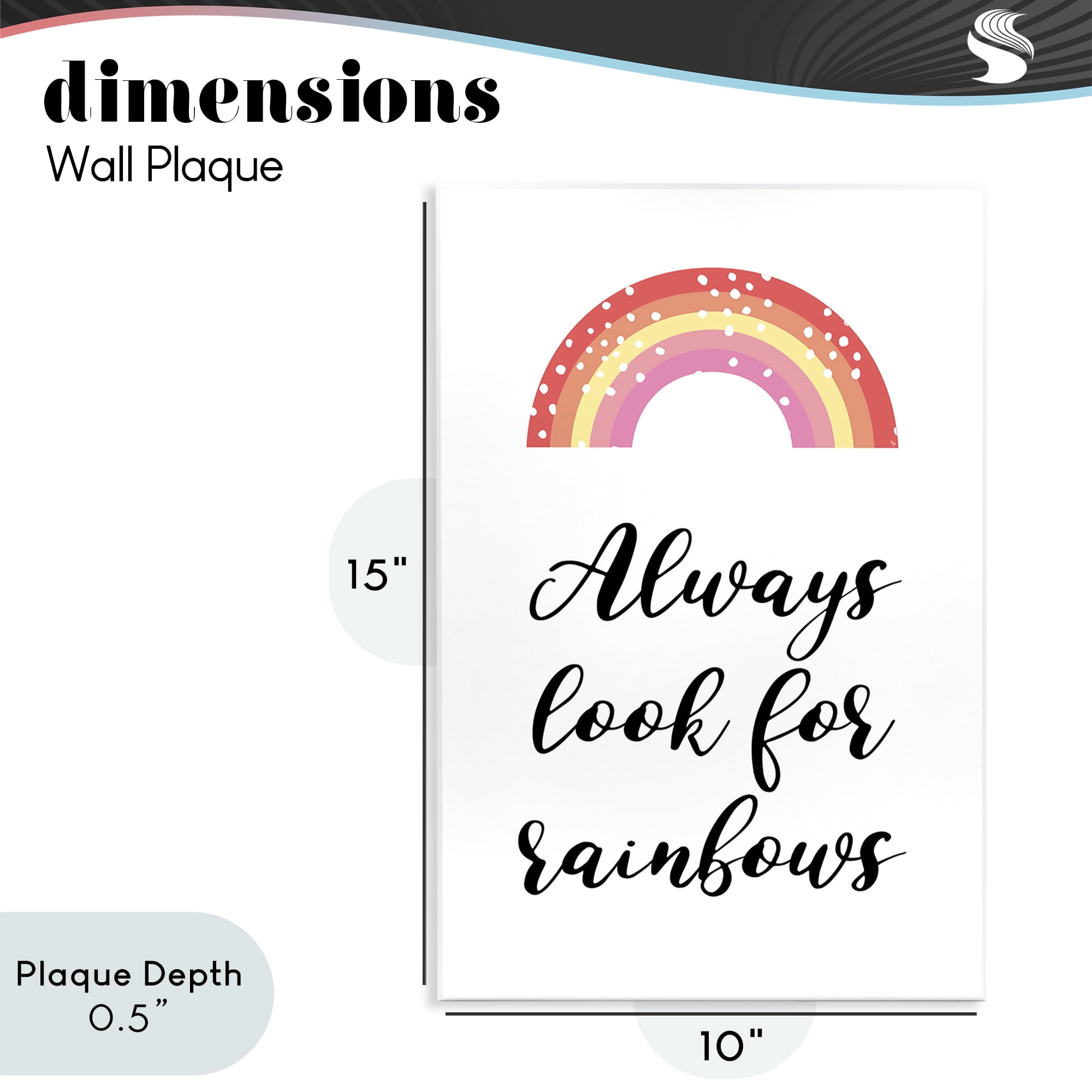 Stupell Industries Always Look For Rainbows Wall Plaque Art, design by Martina Pavlova
