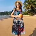 thumbnail image 4 of Fotbe Tie-Dye Wolf Head Vestido Largo de Moda para Mujer, Vestido Tipo Camiseta con Manga Corta y Estilo Casual a Rayas y Bloques de Color, 4 of 6