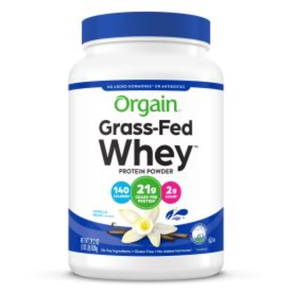 Orgain Grass Fed 21g Whey Protein Powder- Pasture Raised, Non-GMO, Vanilla 1.82lb