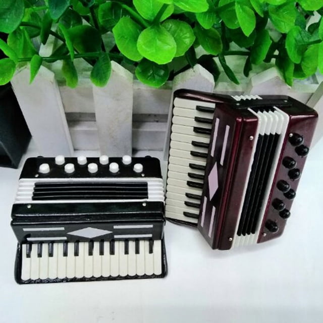 Adorno de Acordeón de Madera En Miniatura (7 X 5,9 X 2,5 Cm). Instrumento Musical Artesanal para El Hogar, La Oficina y La Casa de Muñecas. Un Regalo Único para Amantes de La Música y Coleccionistas.