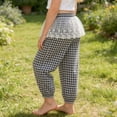 thumbnail image 7 of Asxite Toddler Girls Plaid Lace Detail Loose Breathable Casual Pants Elastic Waist Summer 5-15 Y, 7 of 7