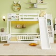 thumbnail image 2 of Twin-Over-Twin Bunk Bed with Slide, Storage Staircase & Detachable Rack, Wooden Kids Bed Frame with LED Light & Guardrail, 2 of 12