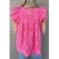 thumbnail image 3 of Rose Red Floral Blouse with Ruffled Sleeves - Whimsical and Feminine Design, 3 of 12
