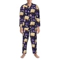 thumbnail image 3 of Xecao Lavender Flowers Print Pajamas Set Mens Pajamas Long Sleeve Loungewear Two-Piece Sleepwear Button-Down Pjs Set,2PJS-XX-Large, 3 of 7