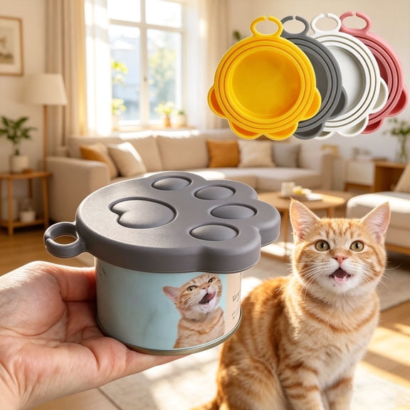 3 in 1 Food Grade Silicone Pet Can Lid, Airtight Sealing Lid Keeps Food Fresh, Moistureproof Cover for Cat & Dog Food Cans, Topliu