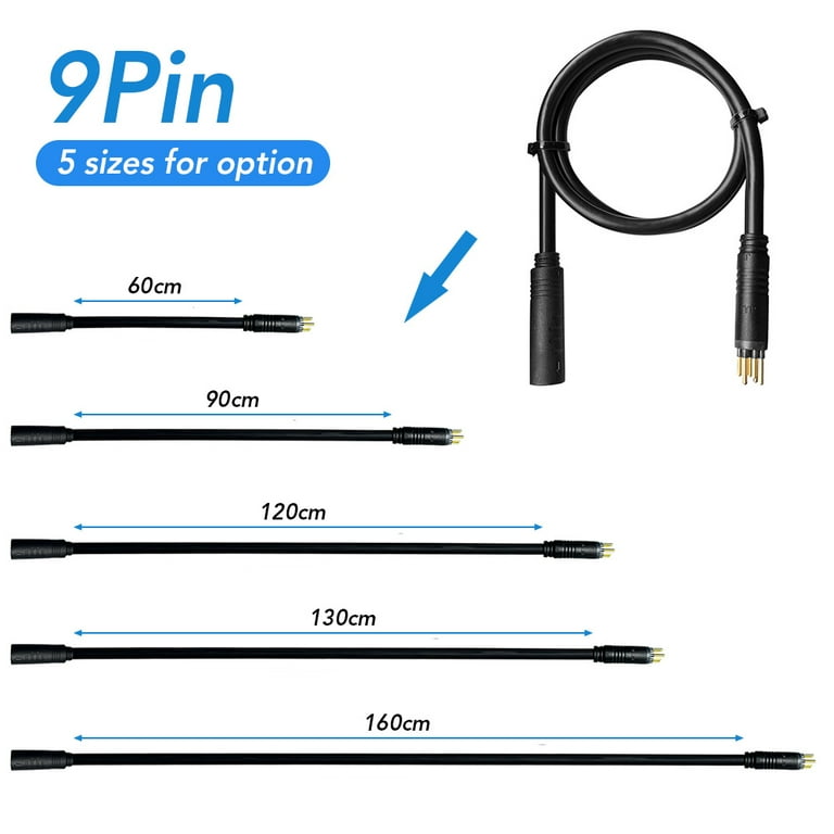 9 Pin E-Bike Motor Extension Cable - Waterproof 31cm Hub Motor Wire For Electric Bikes