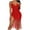Red, variant on TAGOLD Womens Evening Dress,Summer Dress for Womens,Fashion Women Casual V-Neck Solid Slim Sequin Dress Long Sleeved Dress