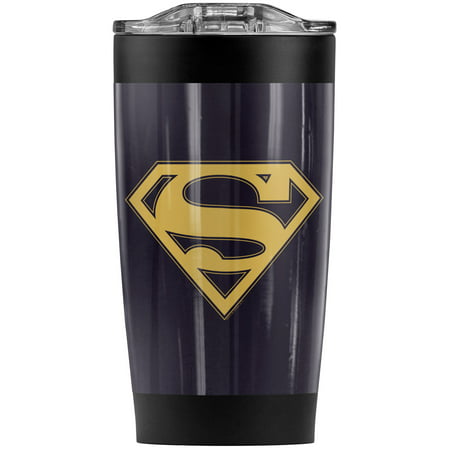 

Superman Gold & Black Shield Stainless Steel Tumbler 20 oz Coffee Travel Mug/Cup Vacuum Insulated & Double Wall with Leakproof Sliding Lid | Great for Hot Drinks and Cold Beverages