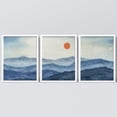 thumbnail image 2 of PixonSign Framed Canvas Print Wall Art Set - Blue Mountain Ranges Sunrise Landscape Posters - Set of 3 Boho Pastel Nature Wilderness Wall Décor for Living Room, Bedroom, Office - 8"x10" White, 2 of 5