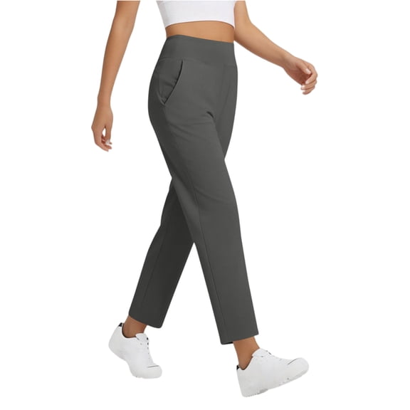 Nestiefly Women's Golf Pants with Pockets Casual Straight Leg High Waisted Sweatpants Lounge Beach Vacation Travel Pants with Pockets Dark Gray S