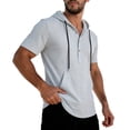 thumbnail image 2 of Guluxicc Men's Hooded Cotton Tops Drawstring Button Collared Short Sleeve Shirts Regular Fit Trendy Solid Color Summer Casual Tops with Pocket, 2 of 5