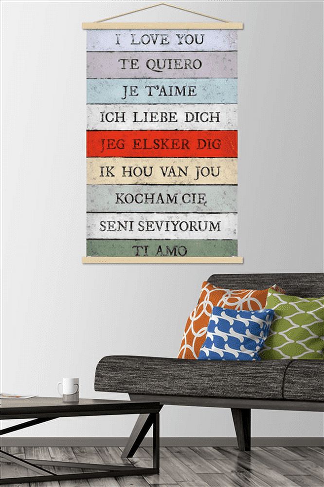 Love Language - I Love You Wall Poster with Wooden Magnetic Frame, 22.375" x 34"