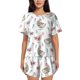 thumbnail image 1 of Balery Funny Chicken Conjunto de Pijama para Mujer con Estampado, Dos Piezas de Manga Corta y Shorts, Ropa de Dormir Suave con Cuello Redondo y Bolsillos-Large, 1 of 6