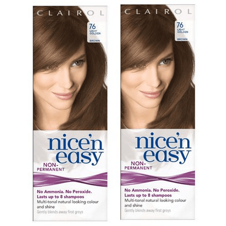 Clairol Nice N' Easy Hair Color #76, Light Golden Brown (Pack of 2) Uk Loving Care + 3 Count Eyebrow