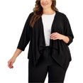 thumbnail image 1 of Connected Womens Solid Cardigan Sweater, Black, Plus Size, 1X, 1 of 1