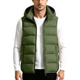 thumbnail image 2 of Atkumj Plus Size Mens Puffer Vest Casual Comfortable Hooded Full Zip Down Vest Fashion Warm Sleeveless Solid Color Puffy Vest with Side Pockets, 2 of 8