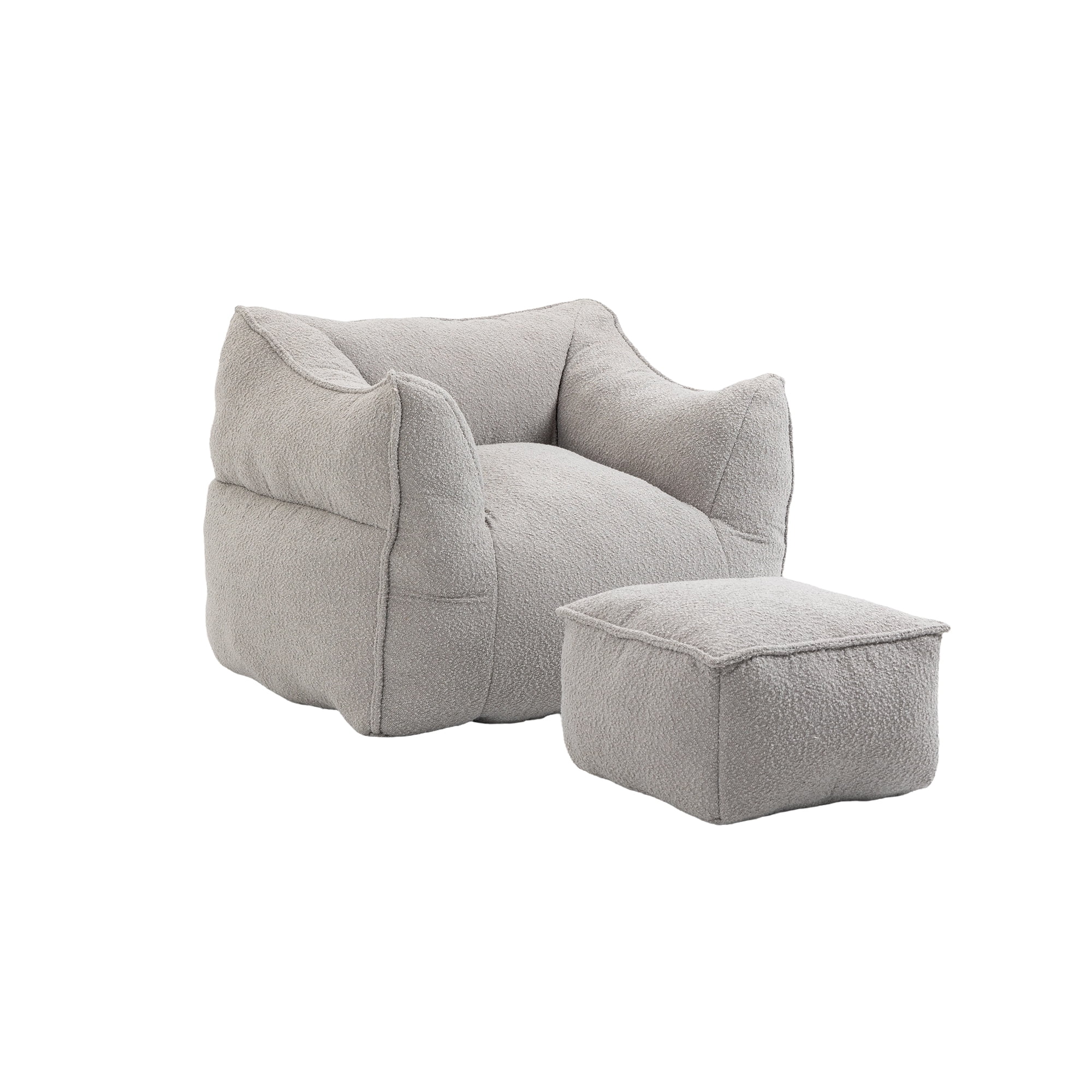 Aukfa Bean Bag Chair with Ottoman,Floor Lazy Sofa,Gray