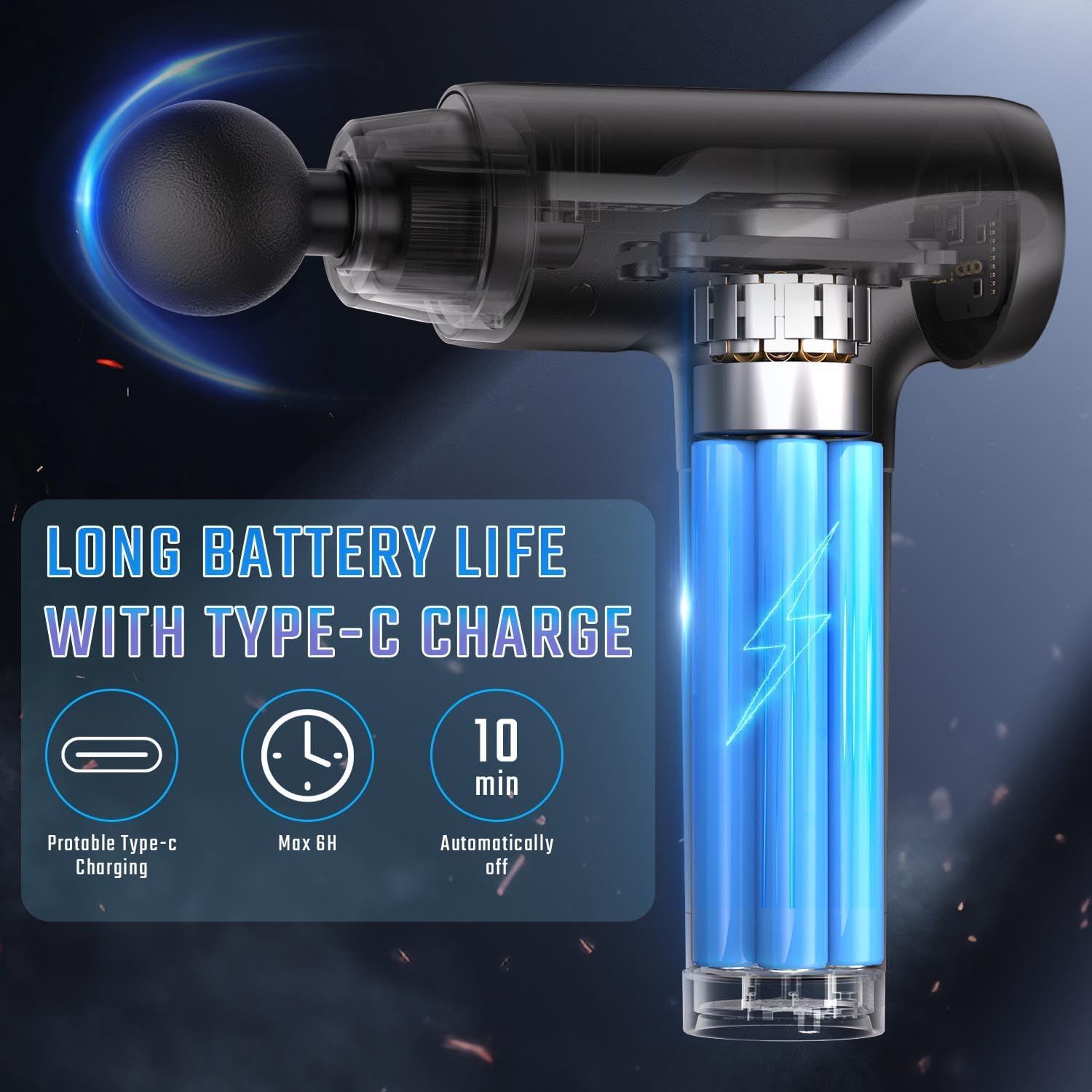 cotsoco Massage Gun Deep Tissue, Silent Brushless Motor for Muscle Pain Relief, Handheld Percussion Back Massager Gun for Athletes (Black)