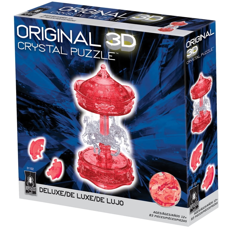 3D Crystal Puzzle - Carousel (White/Red): 83 Pcs - Walmart.com