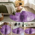 thumbnail image 6 of 8ft Round Rug, Purple Non-Skid Rubber Backing Large Area Rugs - Living Room Bedroom Home Office, Retro Oil Painting Modern Abstract Art Aesthetics Indoor Floor Mat Carpets Washable Rug, 6 of 9