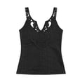 thumbnail image 4 of QASIEATN Top for Women Blouse Casual V Neck No Sleeve Shirts Summer Outfits Vacation Clothes, 4 of 5