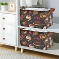 thumbnail image 2 of Yayeee Foldable Storage Basket for Shelves with Handles Waterproof Cloth Bins, Chocolate Cakes, 2 of 7