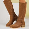 thumbnail image 2 of WAVSUF Women's Mid Calf Suede Boots Round Toe Wide Width Soft Sole Winter Daily Chunky Boots Brown 6.5, 2 of 9