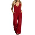 thumbnail image 2 of ASDFVBKG One Piece Jumpsuits for Women Dressy Casual Sleeveless V Neck Wide Leg Rompers Jumpers Vacation Summer Outfits Red L, 2 of 6